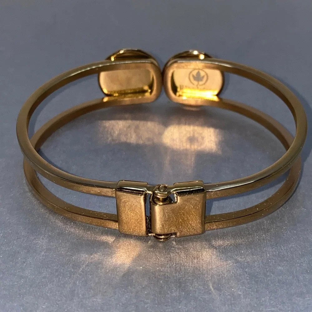 Woodstone Boho Rose Gold Genuine Wood Bracelet Minimalist Cuff Bangle NIB Chic
